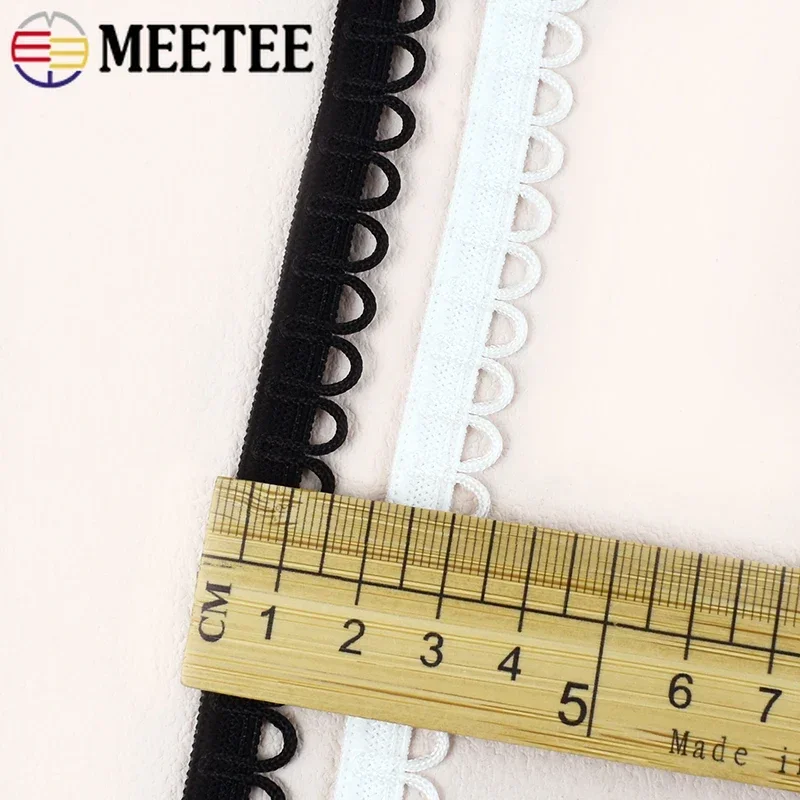 Meetee Nylon Elastic Band with Lace Trim Ribbon for Sewing and DIY Projects