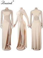 Znaiml Luxury Women Long Sleeve Sheer Mesh Patchwork Skinny Night Party Club Romper Overalls Birthday Sexy Rhinestone Jumpsuits - Image 5