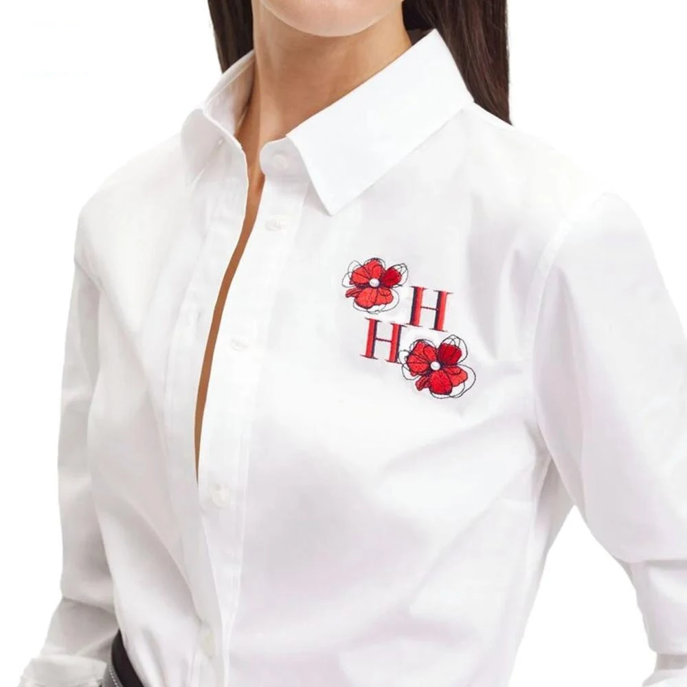 Women's Shirt New Fashion Embroidery Texture Simple Long Sleeve Vintage Business Office Ladies Long Sleeve Clothing Shirts