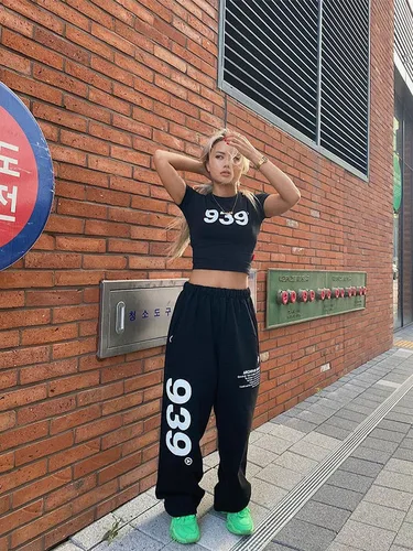 HOUZHOU 여성 히피 하렘 바지, 헐렁한 조깅, 한국 패션, 스웨트 팬츠, 여성 루즈 스트리트웨어, 빈티지 바지, 하라주쿠 힙합 2
