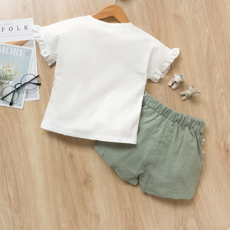 Girls Clothing Sets New Summer Cotton Vest Two-piece Kid Clothes Set Cartoon Children Clothing Toddler Girl Tops+Shorts kids clothing set girls clothing set
