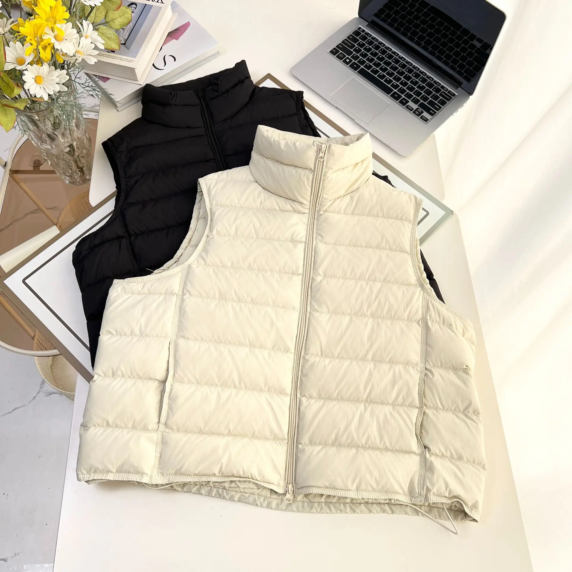 Fashion Plus Size Women's Down Vest 2025 Winter New Casual White Duck Down Warm Sleeveless Zipper Jacket With Inner 1774