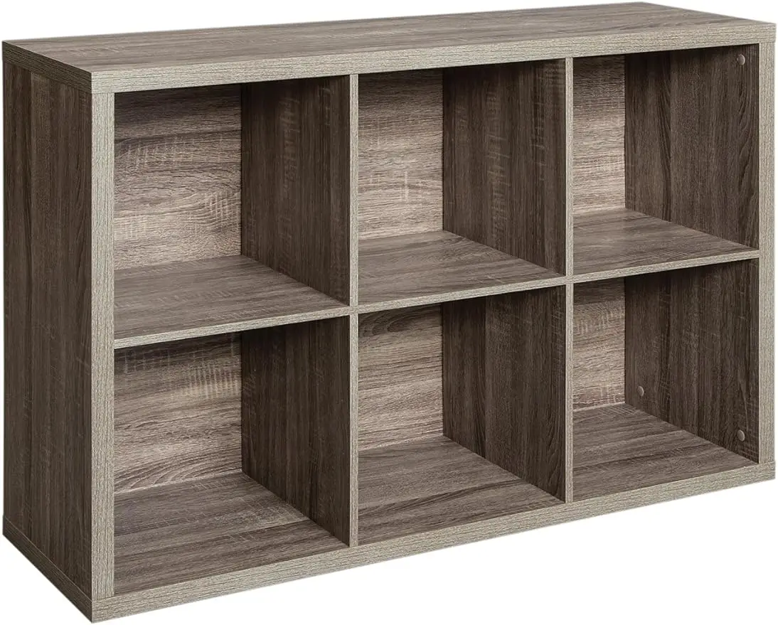 

34//6/9 Cube Storage Shelf Organizer Bookshelf with Back Panel,Easy Assembly,Wood,For Living Room/Bedroom/Hallway,Weathered Gray