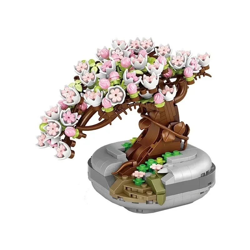 Sakura Potted Bouquet Building Blocks Plant Bonsai Succulent Model Bricks Ornaments Children's Educational DIY Toy Holiday Gifts 6