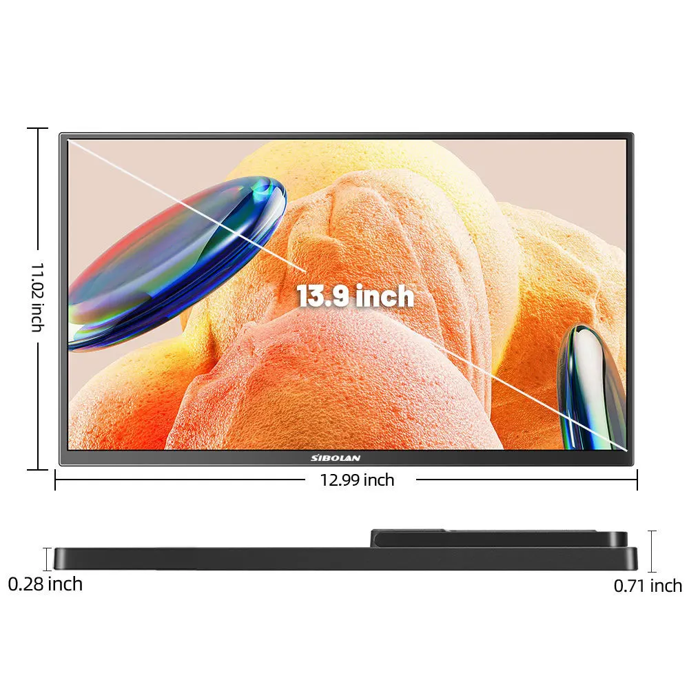 시볼란 13.9인치 3K 휴대용 모니터 3000x2000P 70.8% sRGB 60Hz 노트북 PC 확장 화면 게이밍 모니터 (윈도우 & 맥 호환)