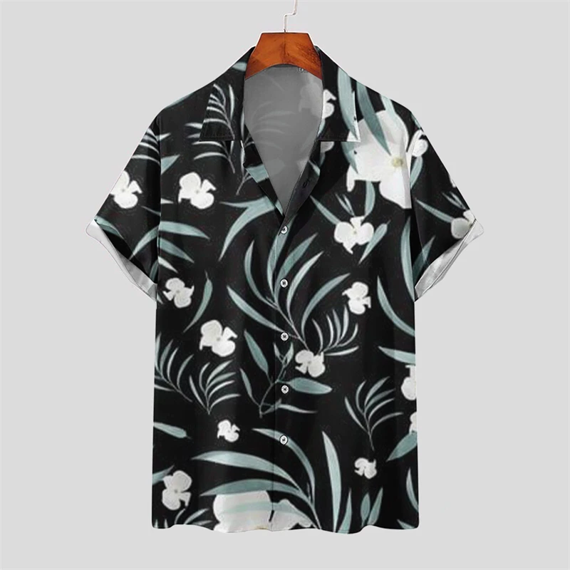 thumbnail image 1 of Nuevas camisas hawaianas para hombre, estilo tropical, estampado de flores, camisas Aloha de manga corta, estilo cubano, camisas informales de verano para vacaciones de gran tamaño, 1 of 4