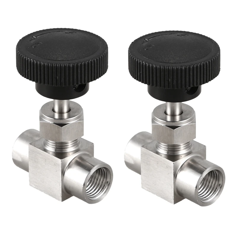 

2X 1/4 Inch BSP Equal Female Thread SS 304 Stainless Steel Flow Control Shut Off Needle Valve