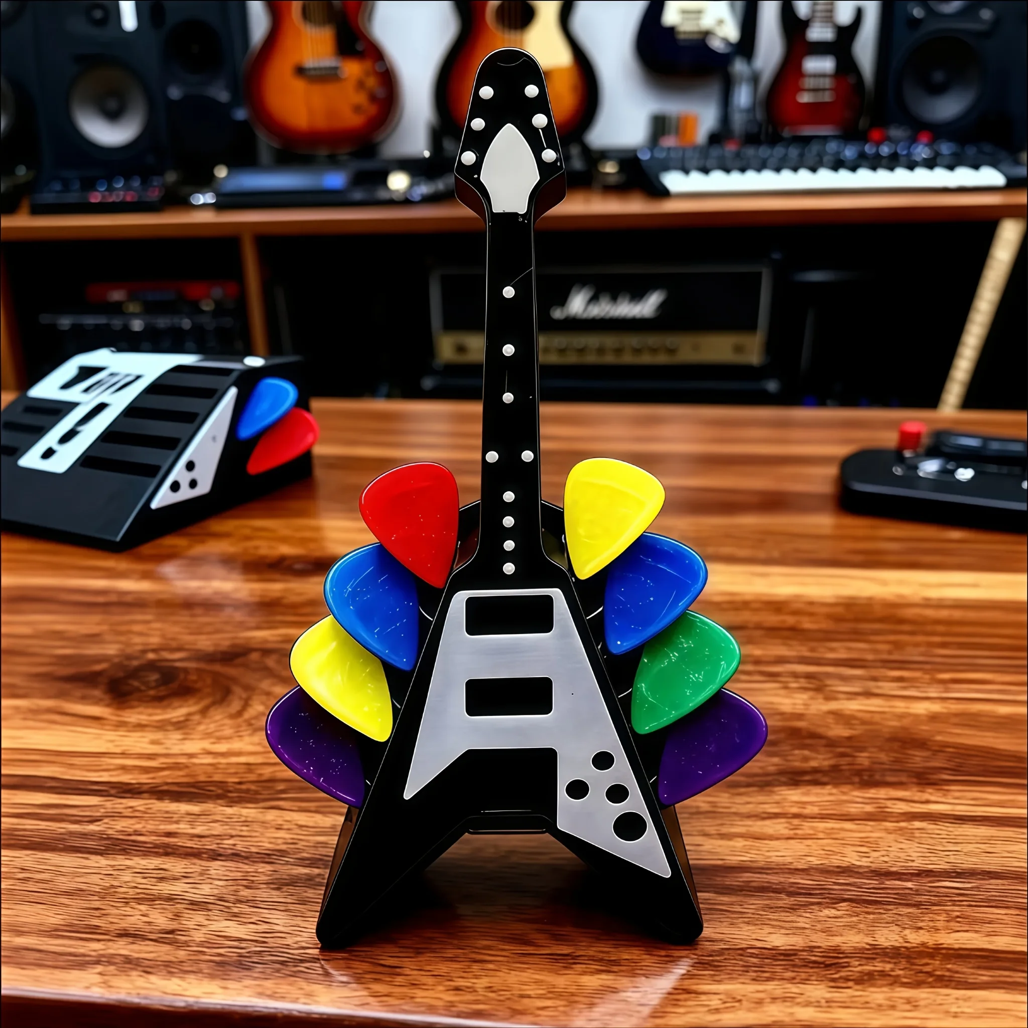 Guitar Pick Holder: Stylish 10-Slot Desktop Organizer