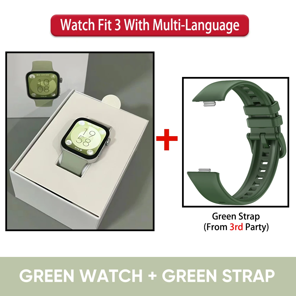 thumbnail image 1 of Huawei Watch Fit 3 Smartwatch Fit3 Pantalla AMOLED de 1,82 pulgadas Llamadas Bluetooth Reloj inteligente Diseño ultradelgado Batería de larga duración, 1 of 5