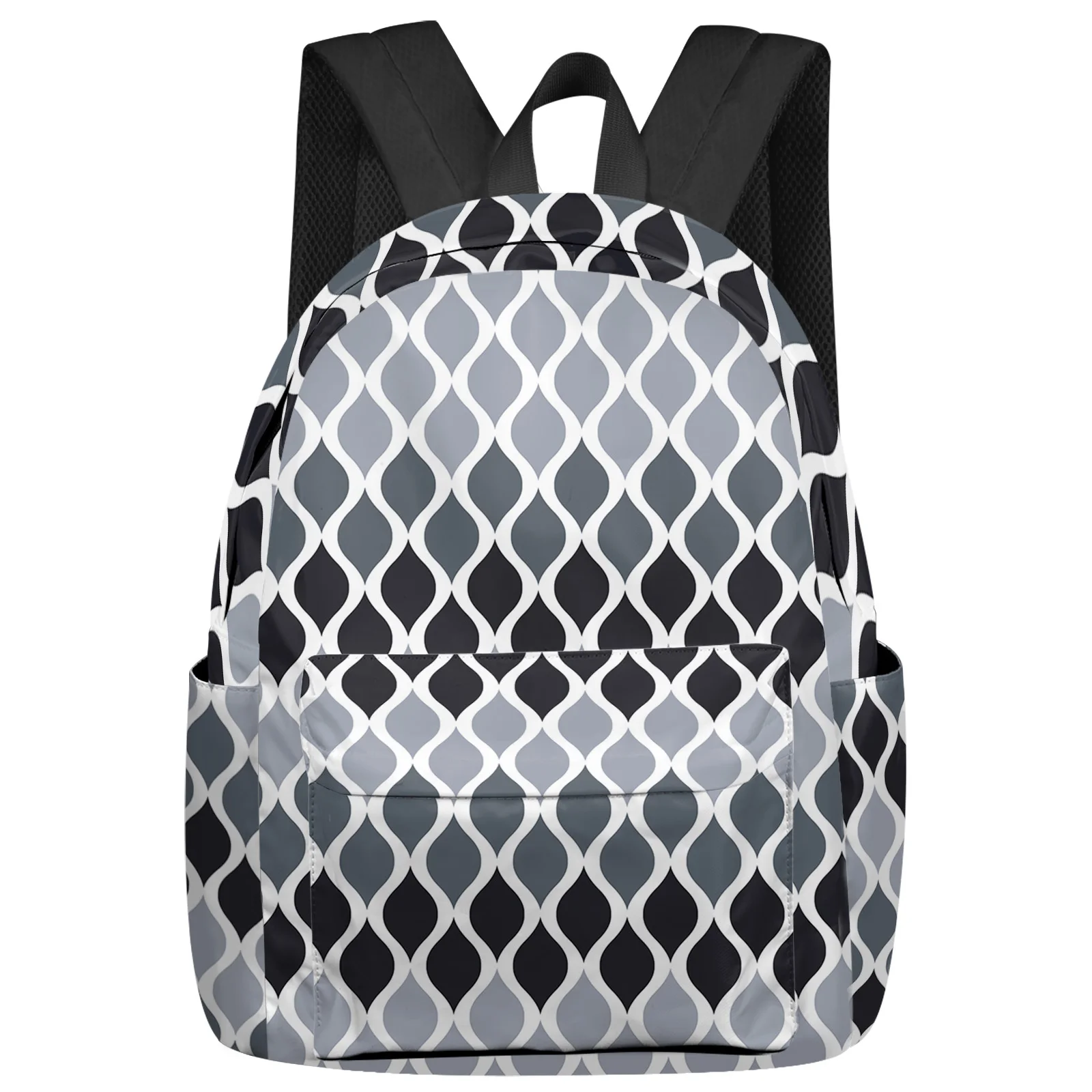 

Moroccan Texture Gray Gradient Women Man Backpacks Waterproof Travel School Backpack For Student Boys Girls Laptop Bags Mochilas