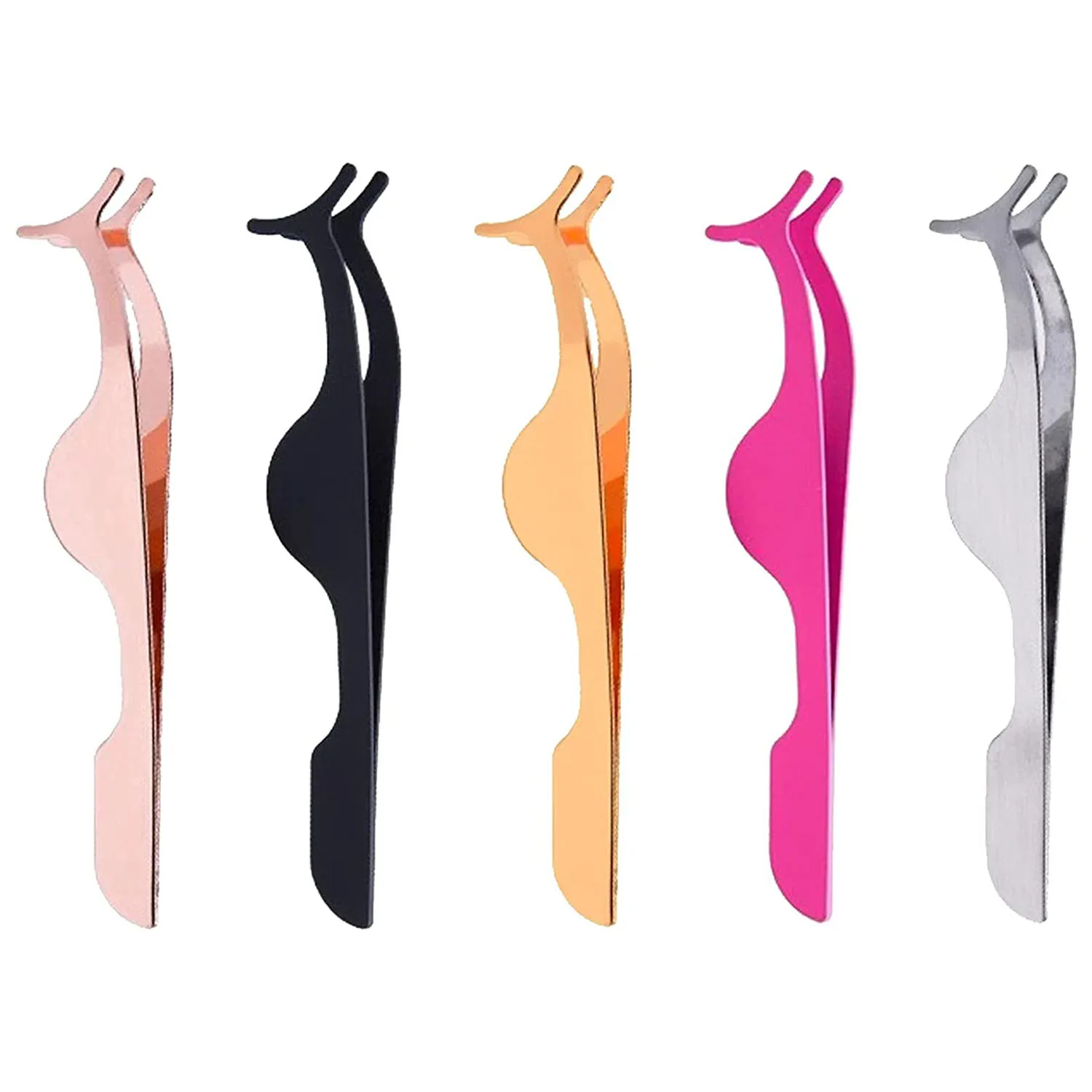 

5PCS False Eyelash Extension Tweezer False Eyelashes Applicator Tool,Remover Eyelashes Tail Clip Stainless Steel Eyelash Tweezer