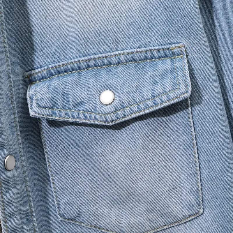 Spring Autumn Loose-fit Long Sleeve Denim Shirt Jacket Trendy Casual Simple Versatile Men's Workwear Shirt
