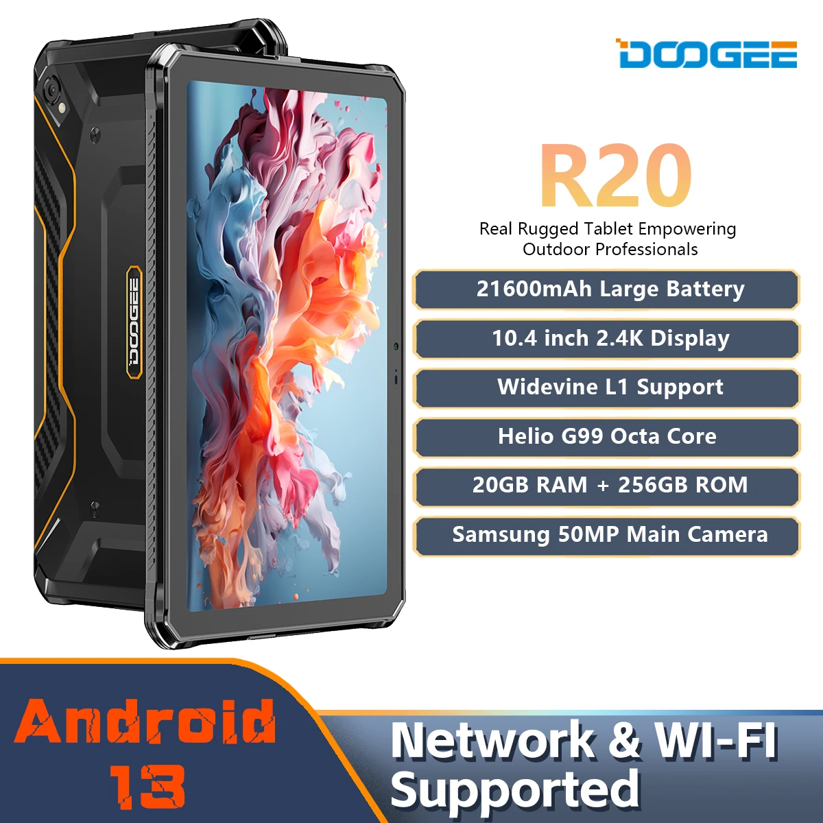 DOOGEE R20 Android タフネス タブレット Amazon.co.jp: DOOGEE R20 Rugged Tablet 2024-10.4'' Tablet 2.4K