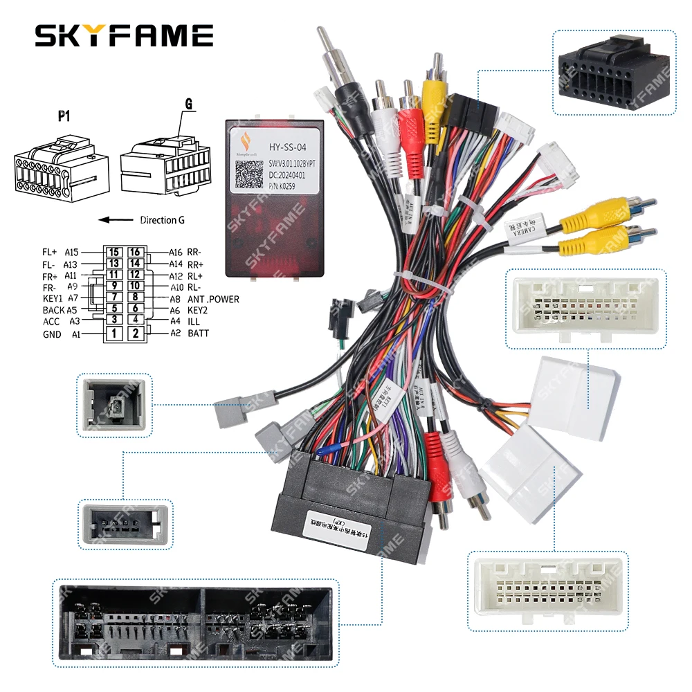 Car 16pin Wiring Harness Adapter Canbus Box Decoder Power Cable For Hyundai ix45 Kia Sportage K3 Sorento Cerato HY-SS-04 car wire cable adapter