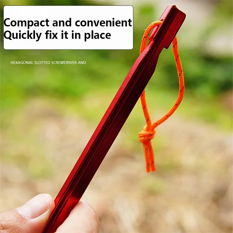 Tent Pegs 10pcs/1Set Aluminum Alloy Ultralight Tent Pegs 18cm Outdoor Camping Ground Nail Reinforce Tent Stakes with Wind Rope Storage Bag