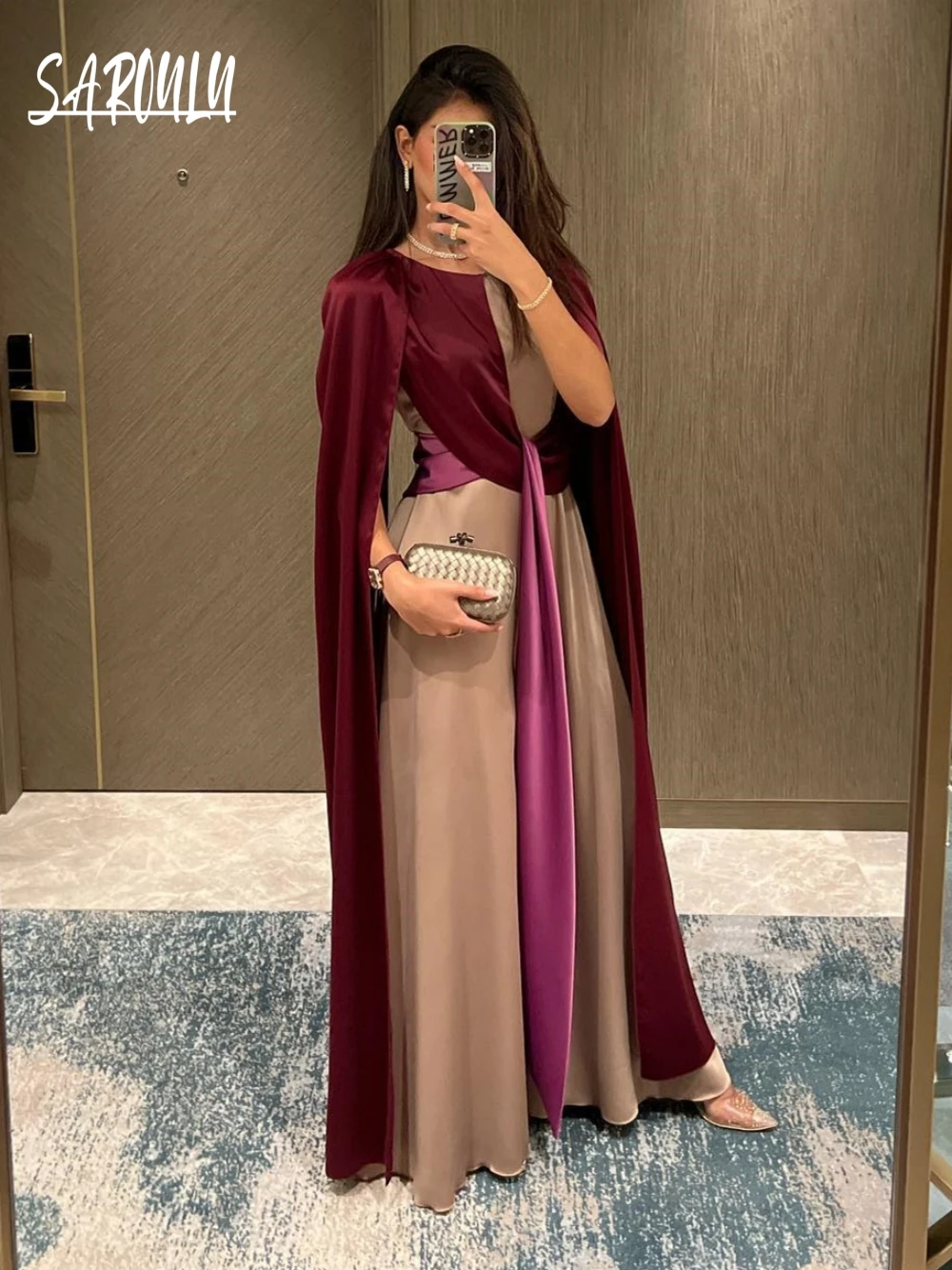 فستان سهرة نسائي مع كيب