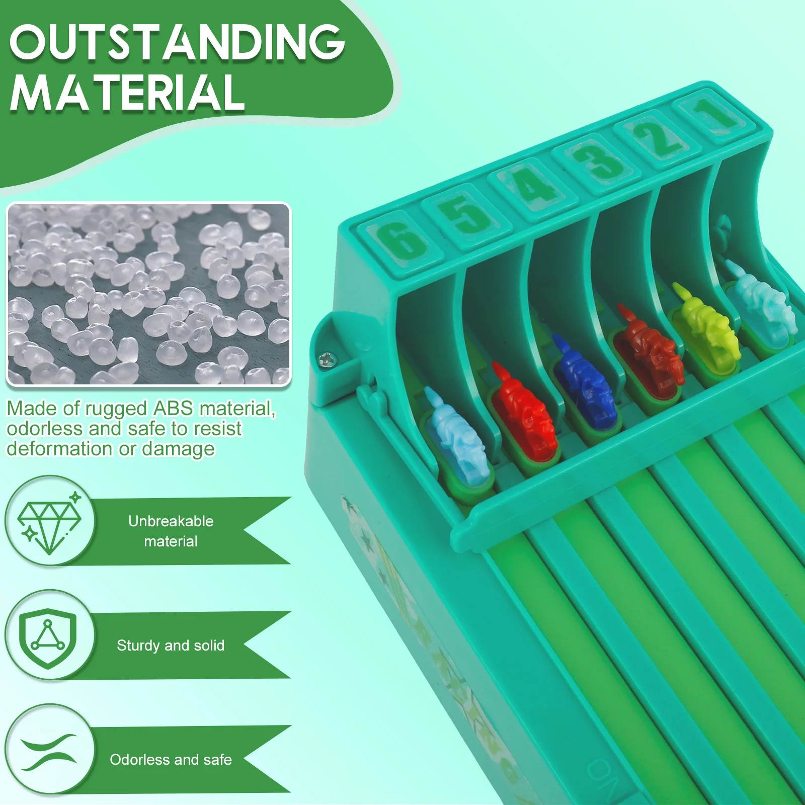 Horse Racing Game Fun Horse Race Board Game Relaxing Horse Running Game Safe Horse Racing Table Game with 6 Horses for Friends