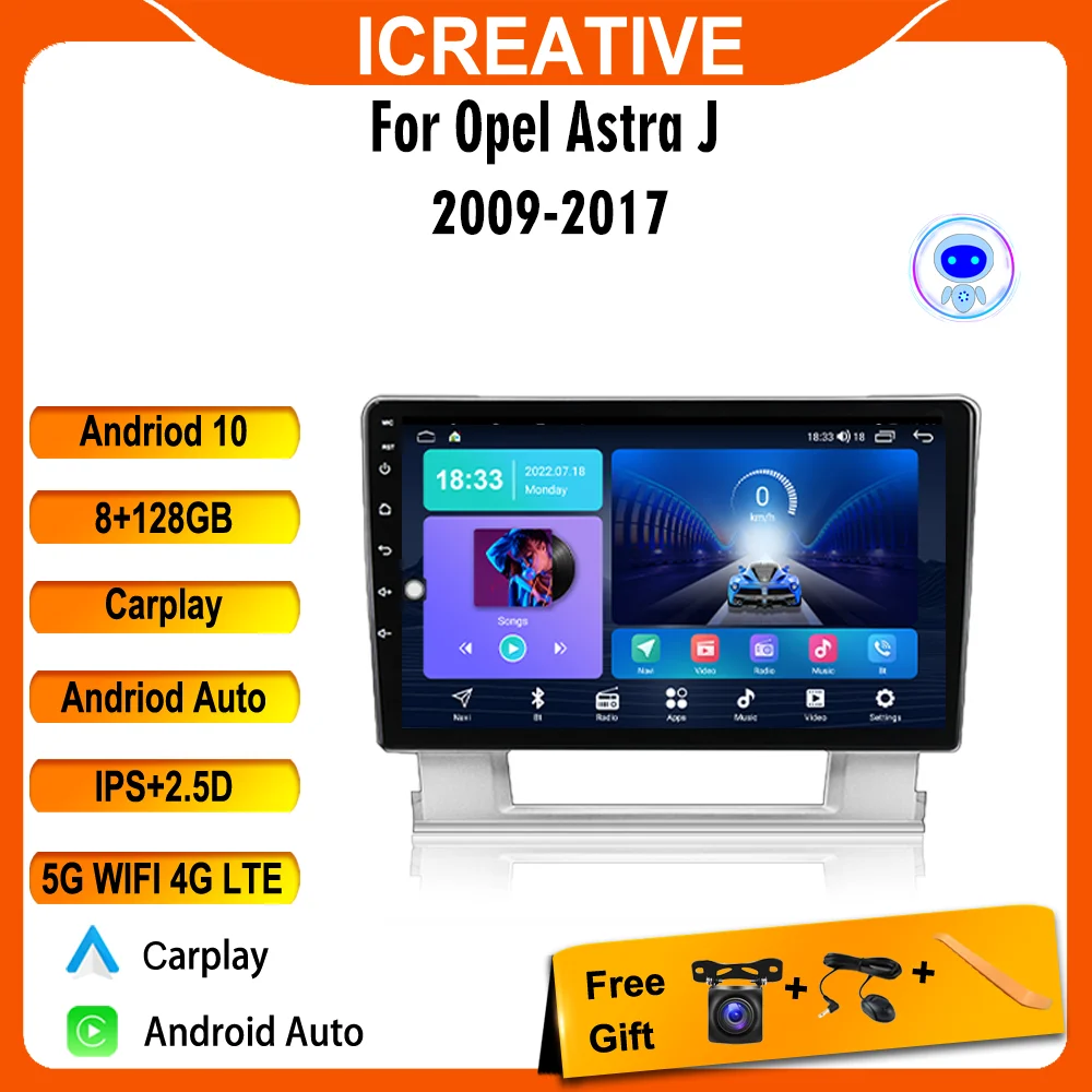 Für Buick Excelle 2 2009-2015 Für Opel Astra J 2009-2017 2 Din Autoradio  Android 9 zoll 4G GPS Navigation Multimedia Player