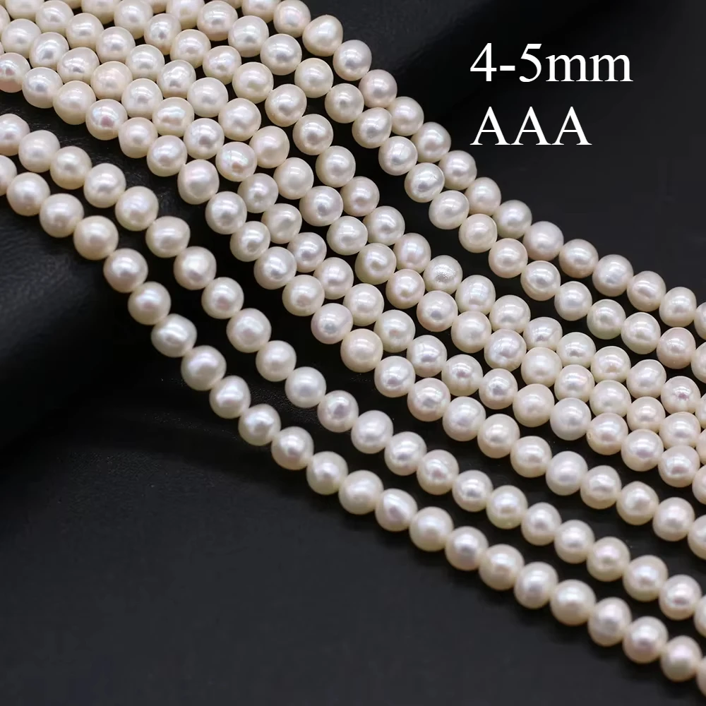 Perlas naturales de agua dulce AAA + 4-5mm, cuentas espaciadoras de perlas redondas blancas para fabricación de joyería, accesorios para pulseras y collares DIY, regalo