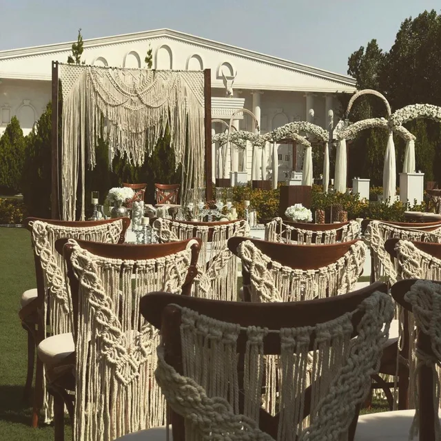 1 Pár Makrame Esküvői Szék Hátsó Gobelin Dekoráció Mr. És Mrs. Kézzel Szőtt Pázsit Szabadtéri Vissza Haing Mini Kárpit - Image 5