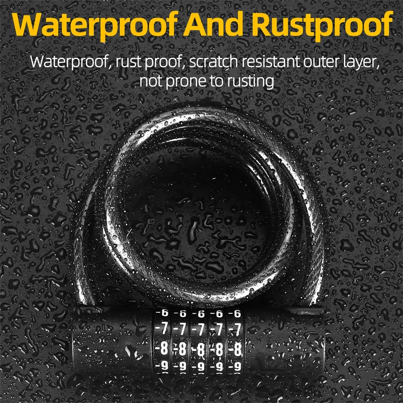 Lucchetto per Bicicletta WEST BIKING con Cavo e Codice a 5 Cifre, Antifurto di Sicurezza per Bici, Moto, E-bike, Accessori per MTB e Bici da Strada - immagine 4