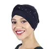 KepaHoo Women Turban Hats Stretchy Solid Knot Rhinestone Cancer Chemotherapy Chemo Beanies Cap Headwrap Plated Hair Loss Cover 4