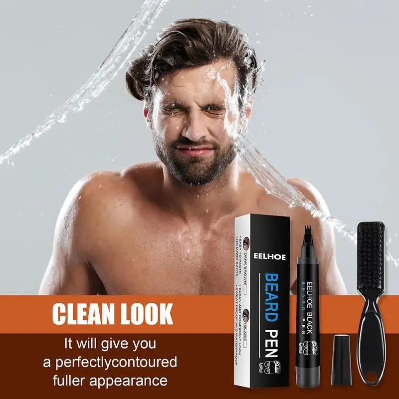 Beard Filling Pen Kit Barber Pencil With Brush Male Tool Hair Eyebrow Engraving Shape Mustache Styling Salon Repair Tool