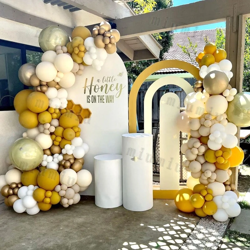 

Lemon Yellow Balloon Garland Arch Kit Sand White Boho Girl Wedding Birthday Party Latex Balloons Baby Shower Decoration Supplies