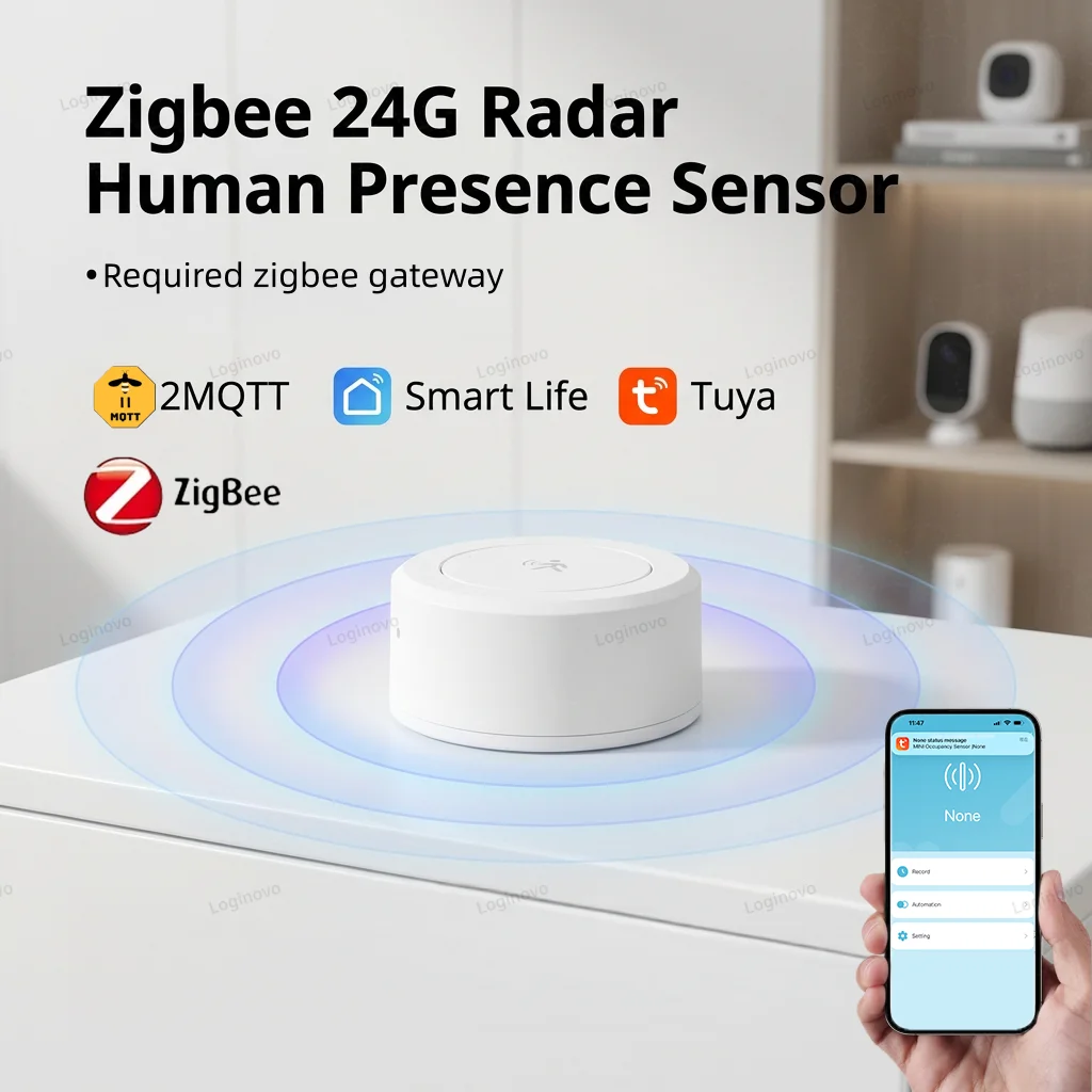 เซ็นเซอร์ตรวจจับความเคลื่อนไหว Zigbee 24G แบบเรดาร์และ PIR พร้อมตัวเลือกคอมโบสำหรับบ้านอัจฉริยะ รองรับ Tuya/MQTT  ต้องใช้เกตเวย์สำหรับการแจ้งเตือน 1