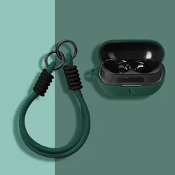 Stylish Silicone Earphone Case Cover with Hook for Wireless Earbuds Protection (Dark Green)