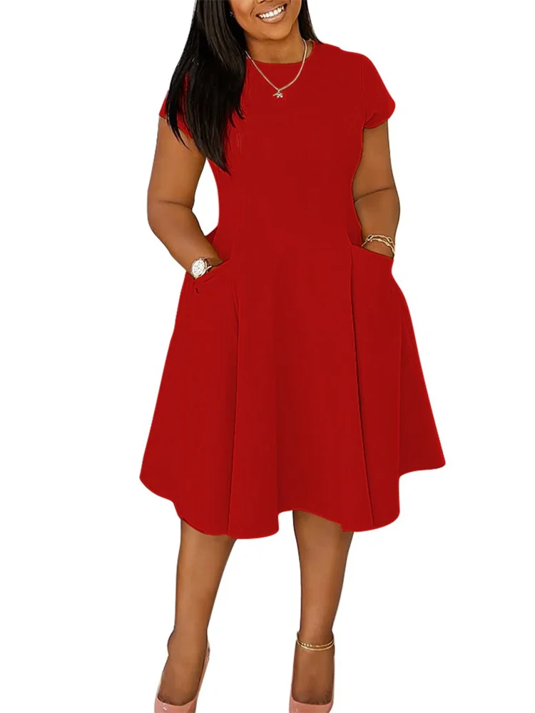 Wmstar P[lus Size Women Clothing Dresses Summer 2025 Casual Elegant Pockets Maxi Dresses New Style Wholesale Dropshipping