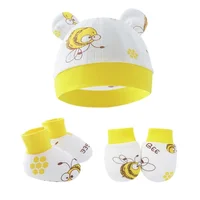 Newborn Baby Cap No Scratch Mittens Baby Gloves Sock Set Newborn Hospital Hat Newborn Baby Mittens Anti Scratch 3