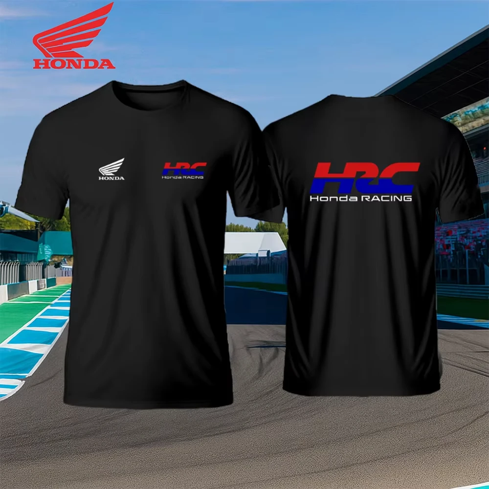 Honda HRC Motorcycle Racing Men's Summer T-shirt Breathable Cotton Short Sleeve Sports Top for Urban Riders and Outdoor Bikers