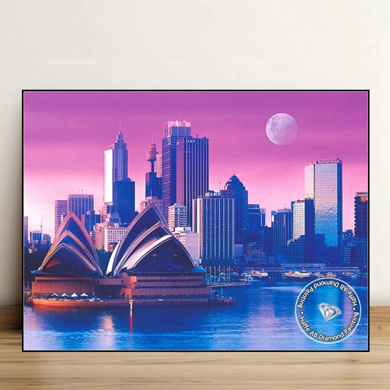 Sydney Opera House Australia Landscape AB Diamond Art Painting Full Drills Cross Stitch Harbour Bridge Cityscape Home Decor