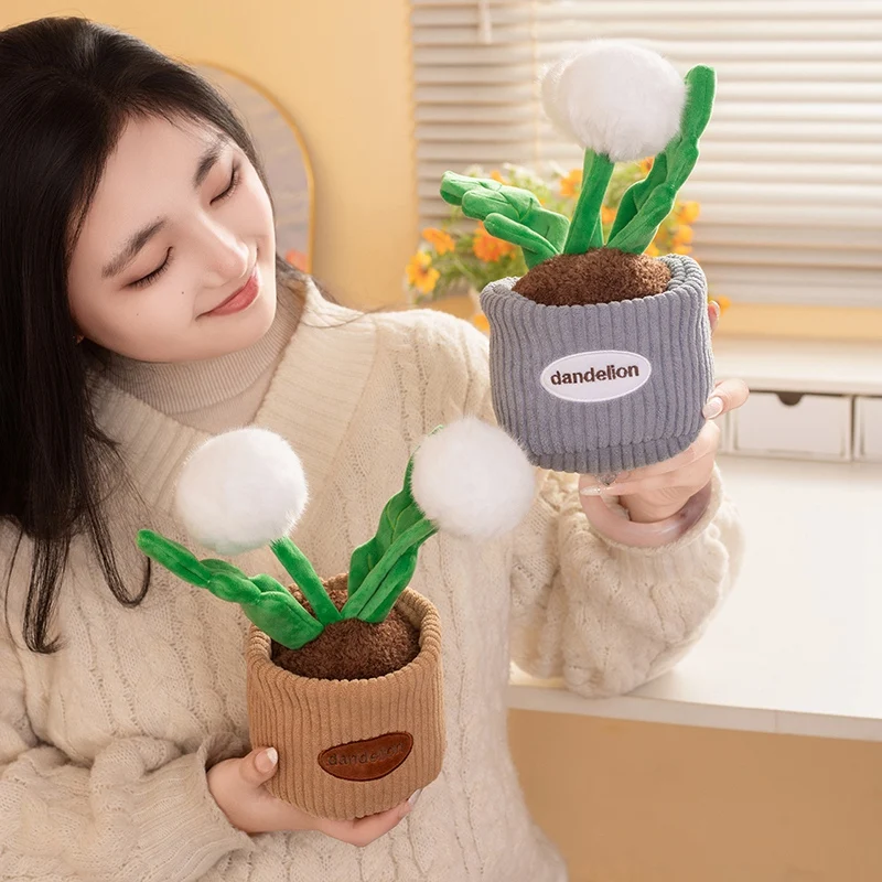 30cm 인공 꽃 플러시 장난감 녹색 식물 민들레 부드러운 인형 소녀 소년 귀여운 크리스마스 선물 홈 데코