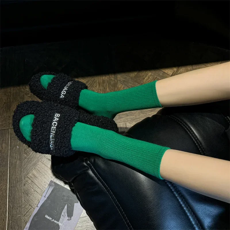 Vibrant Cotton Soft Socks - Women's Mid-Tube Fashion Hosiery in Bold Colors