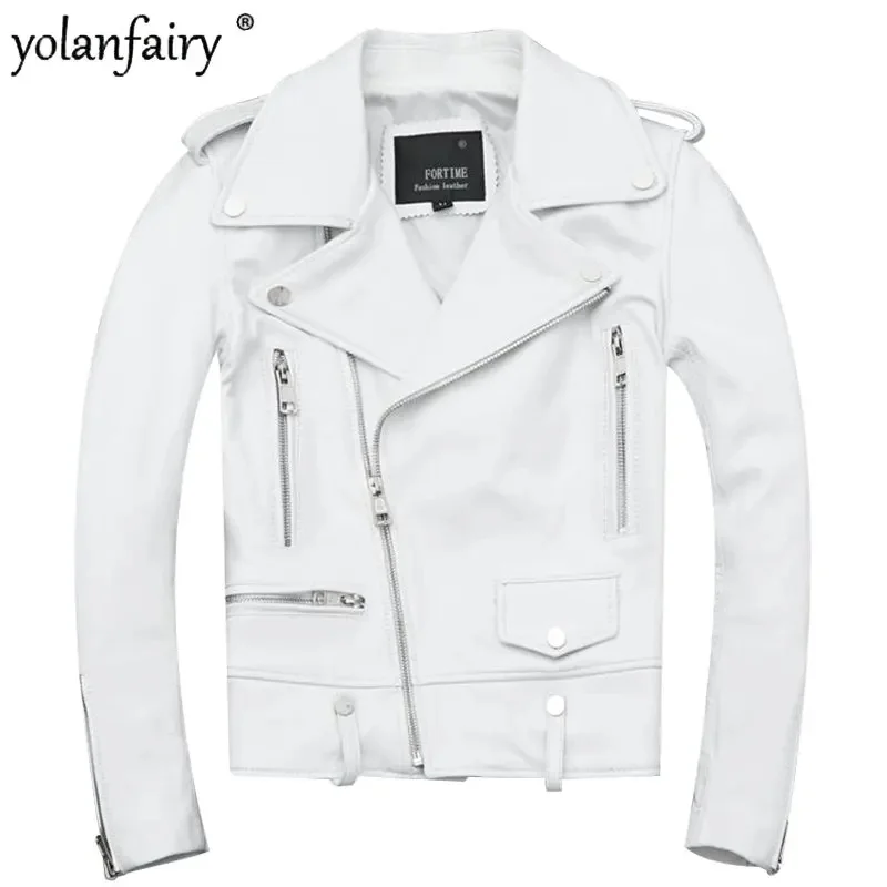 

Pure Sheepskin Genuine Leather Jacket Women Short White Jackets Female Slim 2023 Women's Clothing Spring Autumn New on Sale FCY
