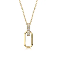 M-JAJA 2mm Moissanite pendentif rectangulaire collier plaqué or 18K S925 en argent Sterling collier ras du cou fête bijoux fins cadeaux 1
