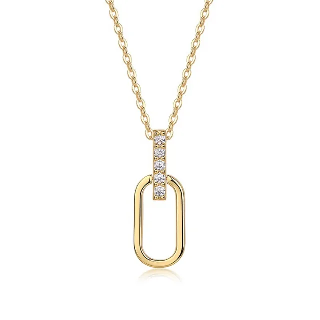 M-JAJA 2mm Moissanite pendentif rectangulaire collier plaqué or 18K S925 en argent Sterling collier ras du cou fête bijoux fins cadeaux 1