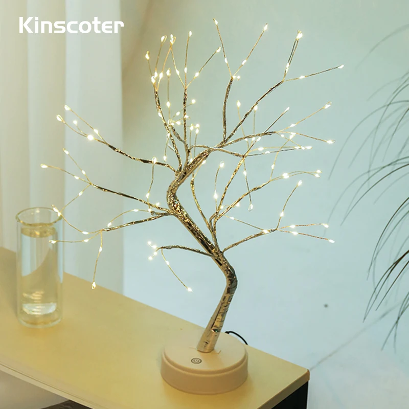 

LED Night Light Mini Christmas Tree Copper Wire Garland Lamp For Kids Home Bedroom Decoration Decor Fairy Light Holiday lighting