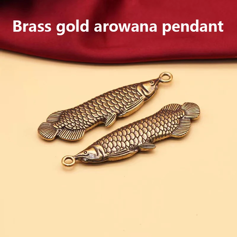 1PCS Retro Charm Brass Fish Charms Pendant DIY Ornament Miniature Keychain Jewelry Home Decoration Craft Souvenir Gift