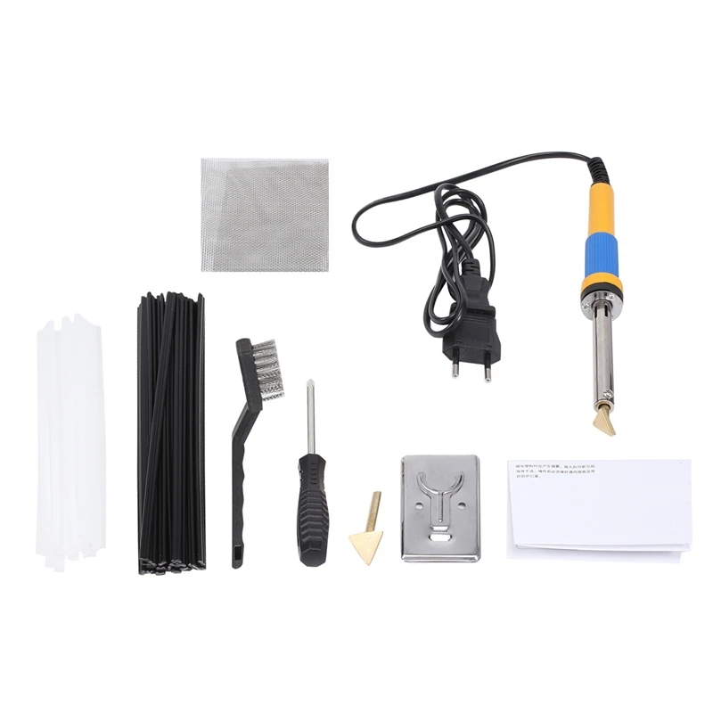 

Metal Temperature Control Welding Repair Kit Plastic Welding Kit With 40 Rods Reinforcing Mesh Hot Iron Stand PP Bumper EU Plug