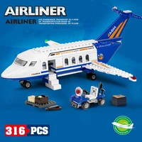 City Airplane International Passenger Plane Flight Model Building Blocks Airport Airlines Station Bricks Sets Kids Toy Technical 2