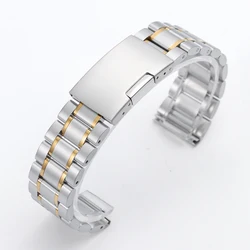 Elegant Stainless Steel Watch Strap - Versatile Replacement Band - 22mm (Silver - Gold)