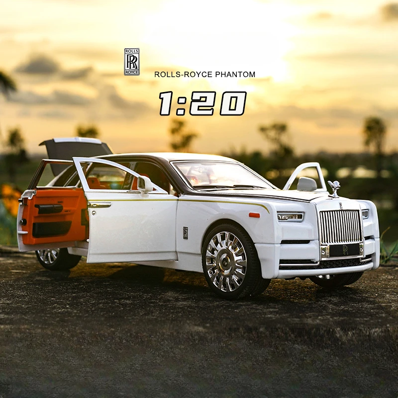 Luxury Diecast Rolls-Royce Phantom Car Model 1/20 Scale Sound And Light Simulazione Congiunta Voiture Miniature Boy Toy Vehicles