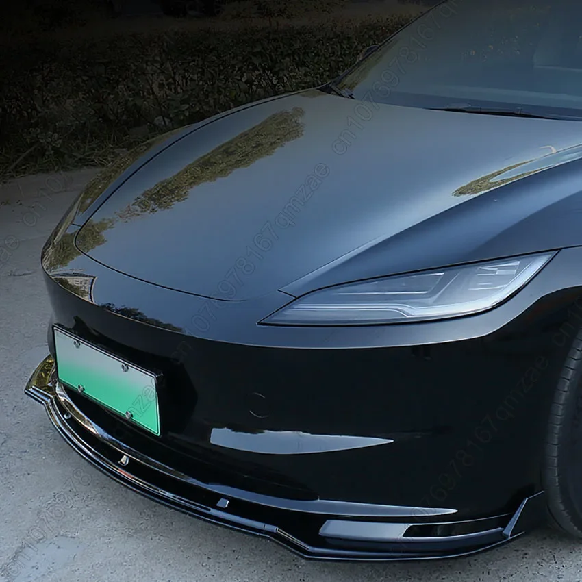 

For Tesla Model 3 2023-2024 The New Gloss Black Car Front Bumper Lip Chin Diffuser Body Kit Spoiler Deflector Tuning Accessories