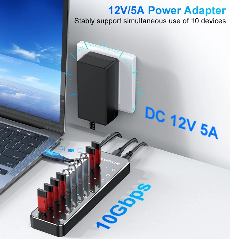 Rshtech 10-in-1 Usb C Hub 10gbps Multiport Docking Station_voghion.com