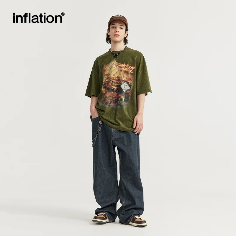 

Classic Primary Wash Wide-Leg Jeans Unisex Spring Summer Retro Straight Pants Loose All-Match Trousers Denim High Quality Pants
