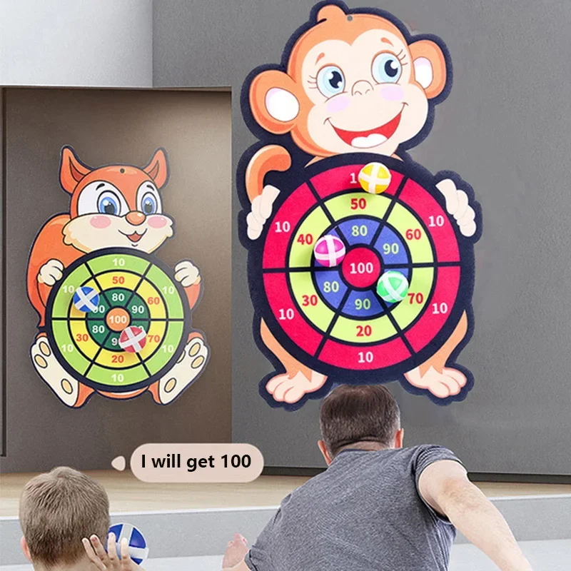 Animal Dart Board for Kids with Sticky Balls Indoor Outdoor Sport Multi Player Party Game Cartoon Animal Dart Board Toys 4