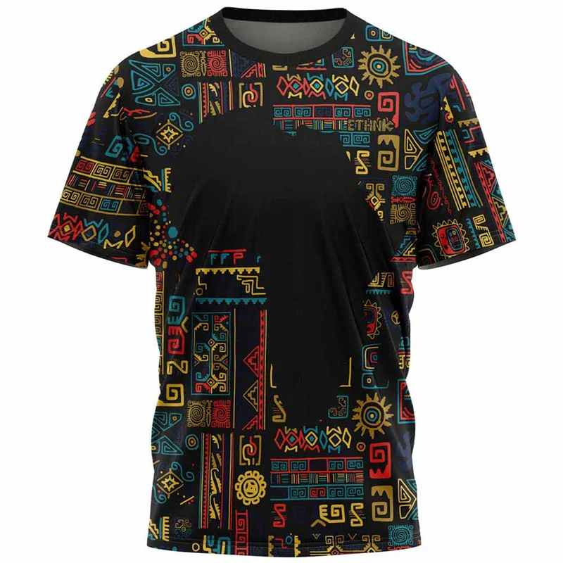 Camiseta con patrón Dashiki Tribal étnico para hombre, camiseta africana con estampado 3D, camisetas holgadas informales de manga corta Harajuku, Top con cuello redondo 1
